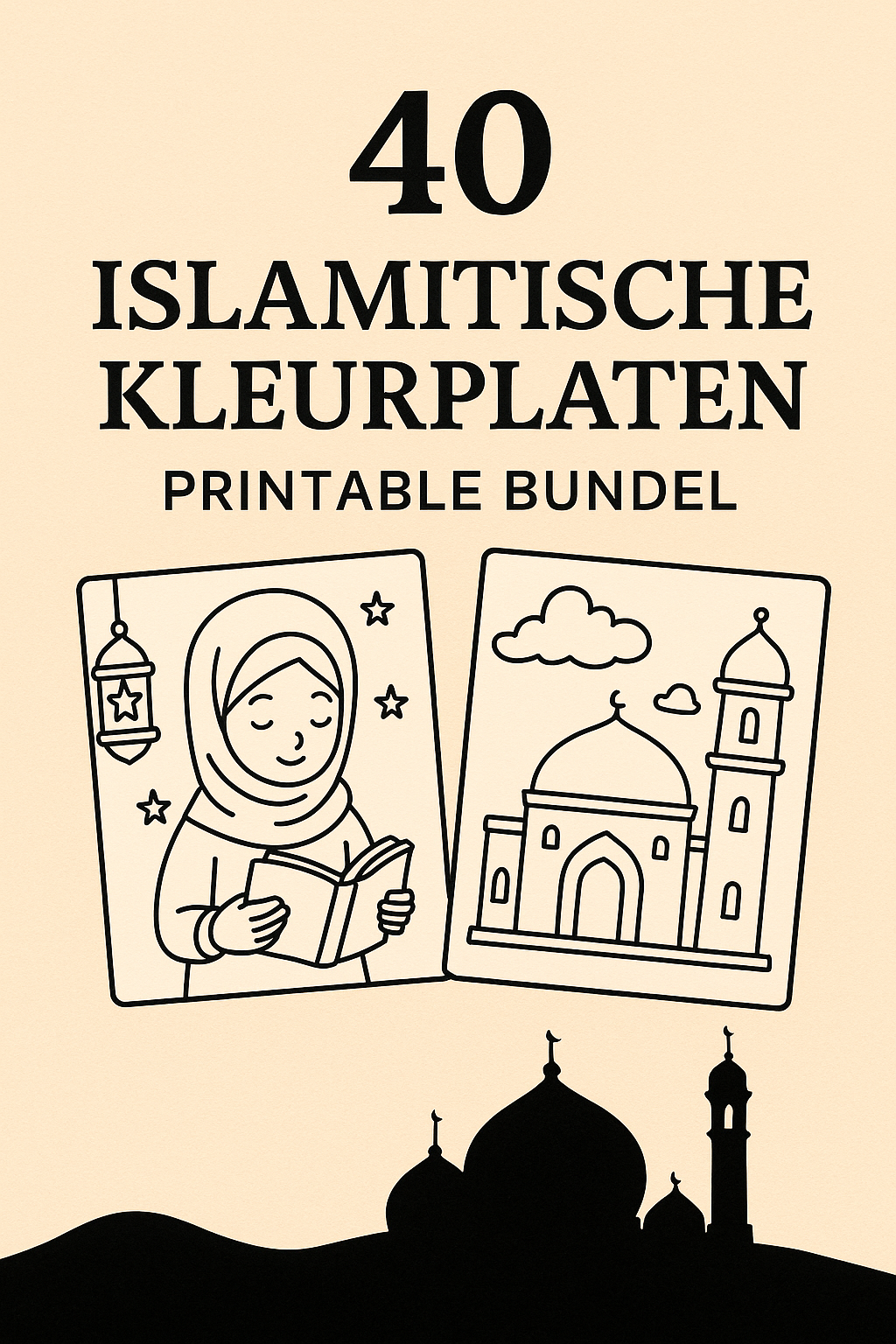 40 Islamitische Kleurplaten – Ramadan | Moskee | Gebed | Dieren | Printable bundel